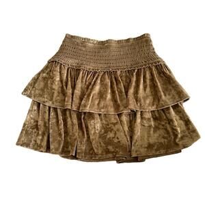 Aerie Light Brown Velour Smocked Waist Skirt